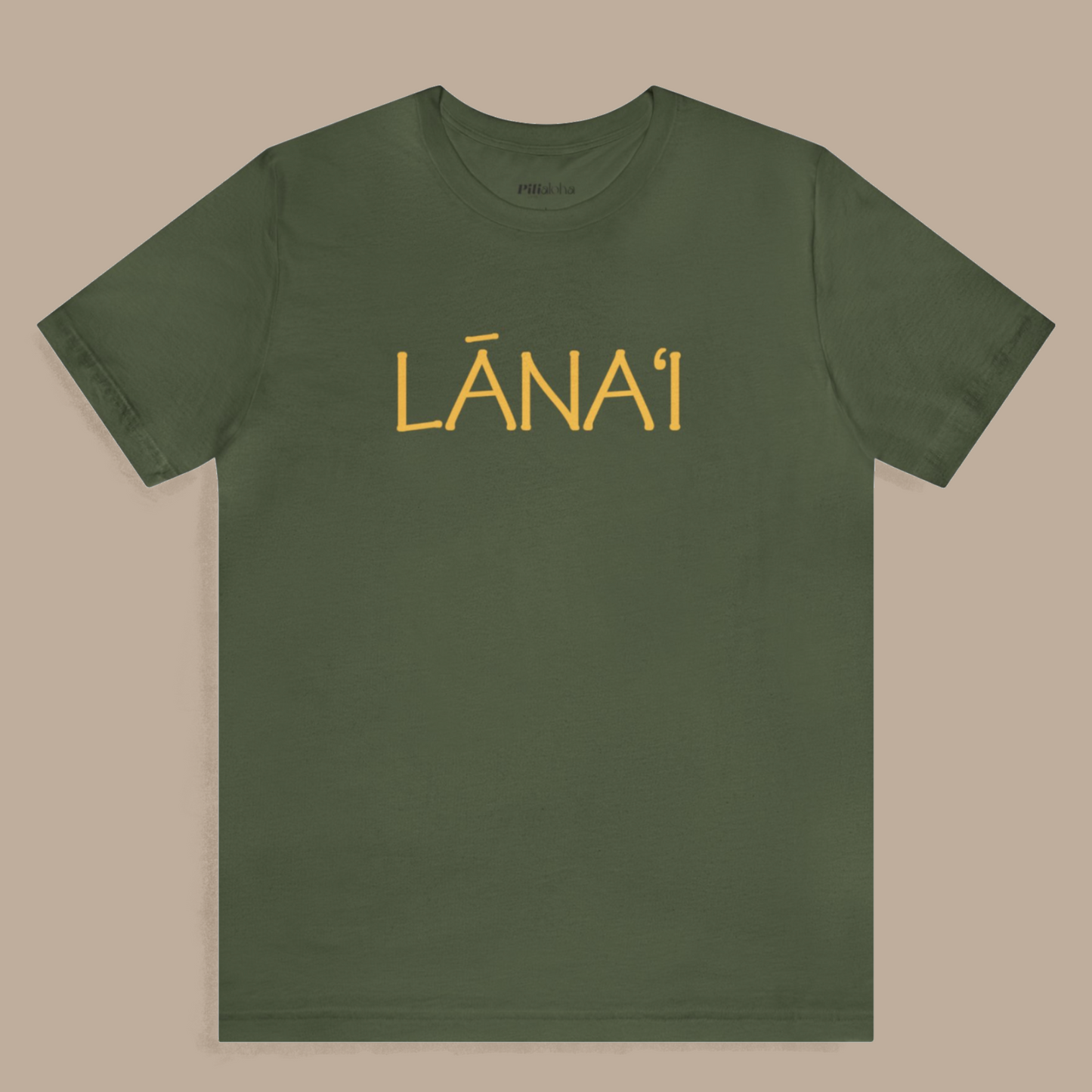 Pilialoha Gifts Lana’i Men’s T- Shirt, front view in Military Green