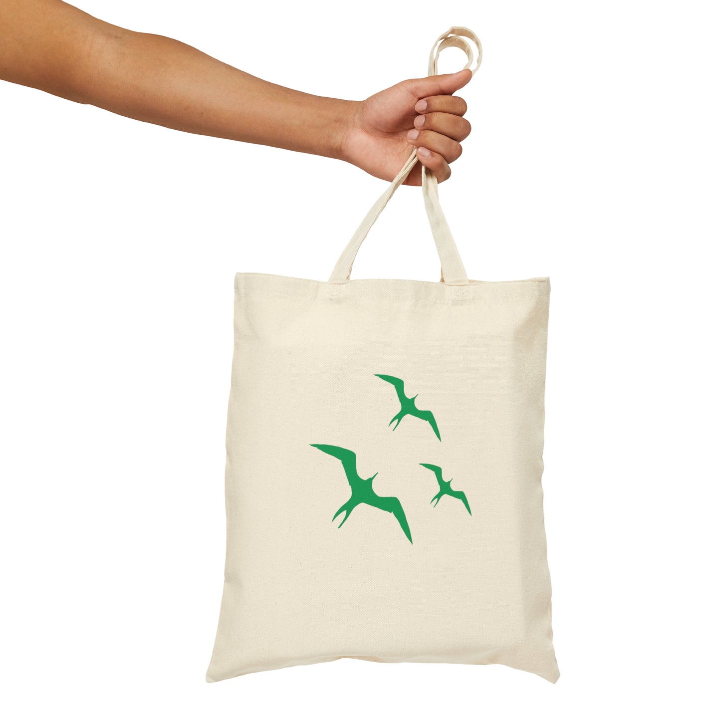 Green Iwa Birds Cotton Canvas Tote Bag