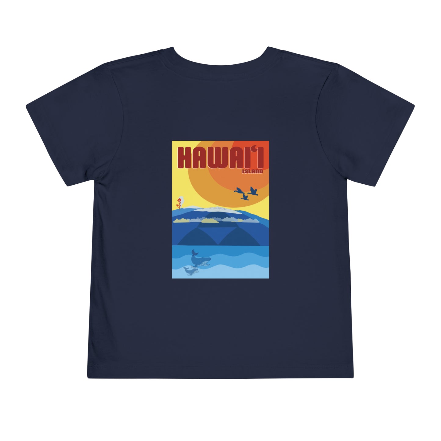 Pilialoha Gifts Hawaii Island Toddler Tee in Navy blue, back view