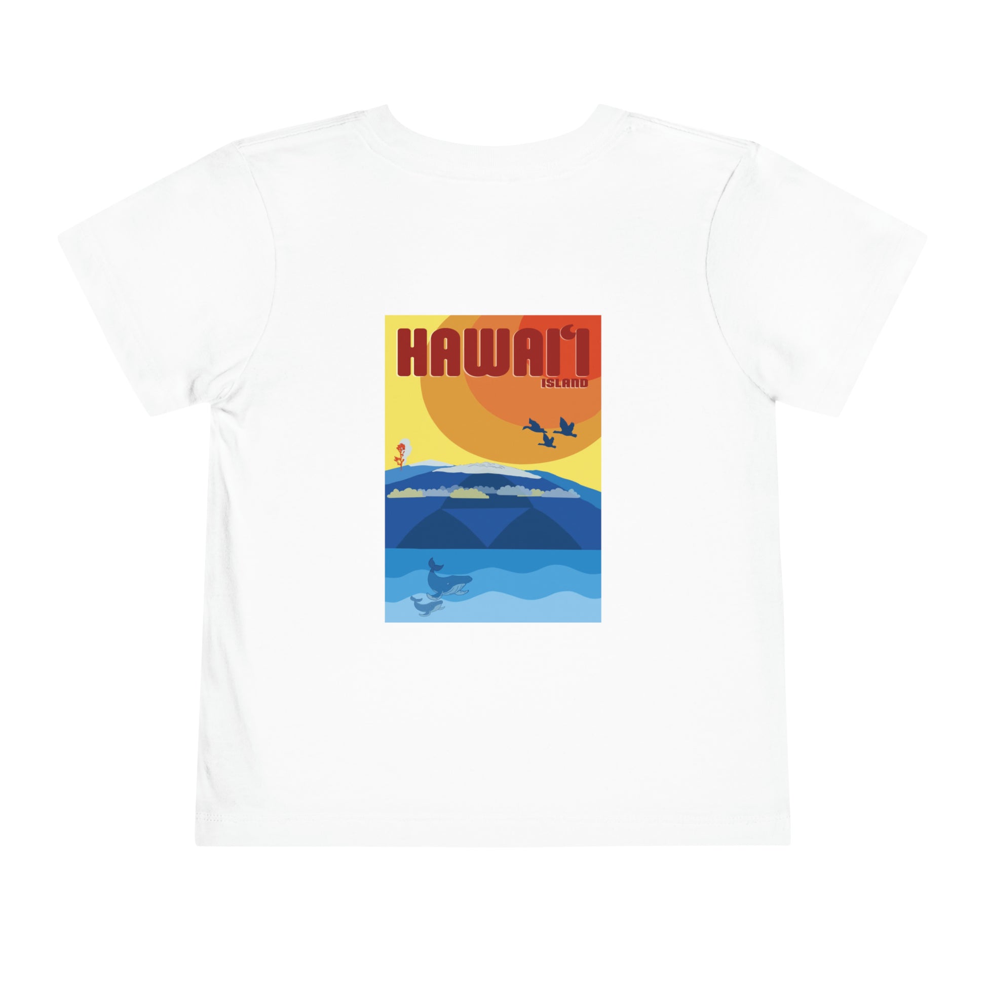 Pilialoha Gifts Hawaii Island Toddler Tee in White, back view