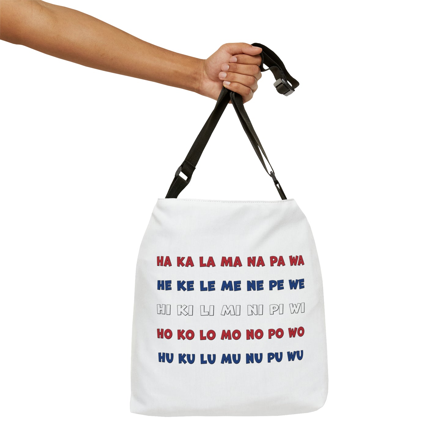 The Hakalama White Adjustable Tote Bag with Zipper and Inside Pocket