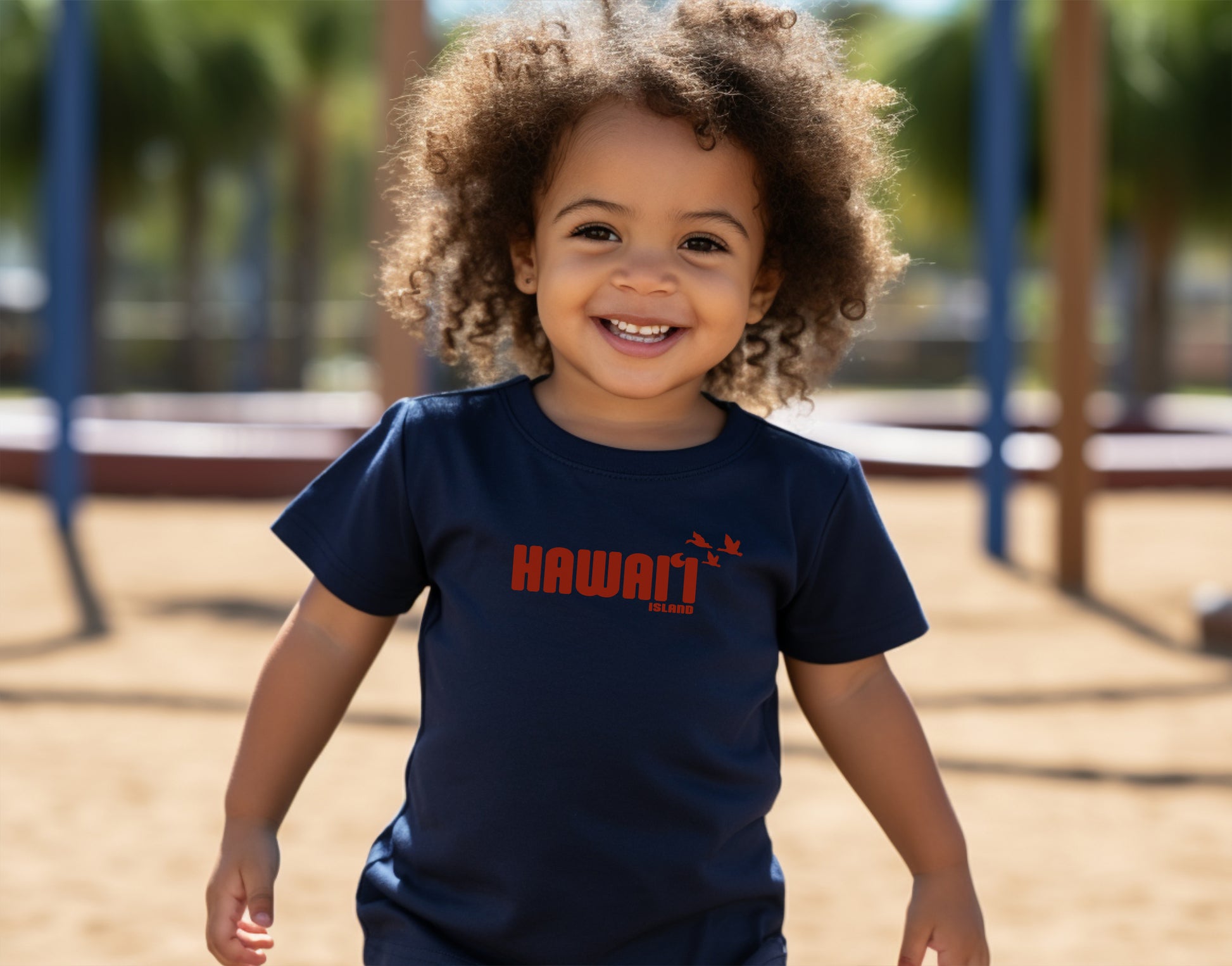 Pilialoha Gifts Hawaii Island Toddler Tee in Navy blue, front view