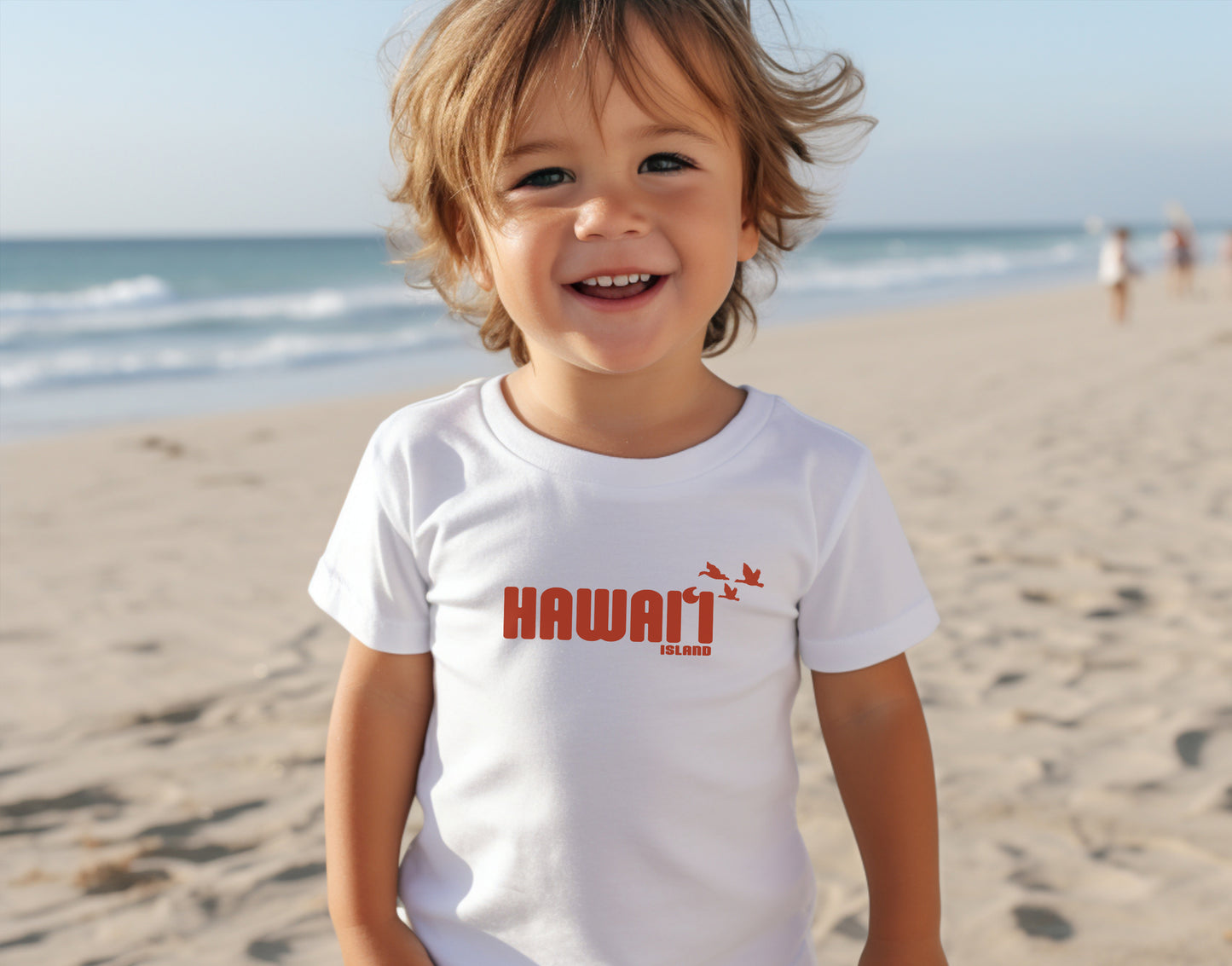 Pilialoha Gifts Hawaii Island Toddler Tee in White, front view