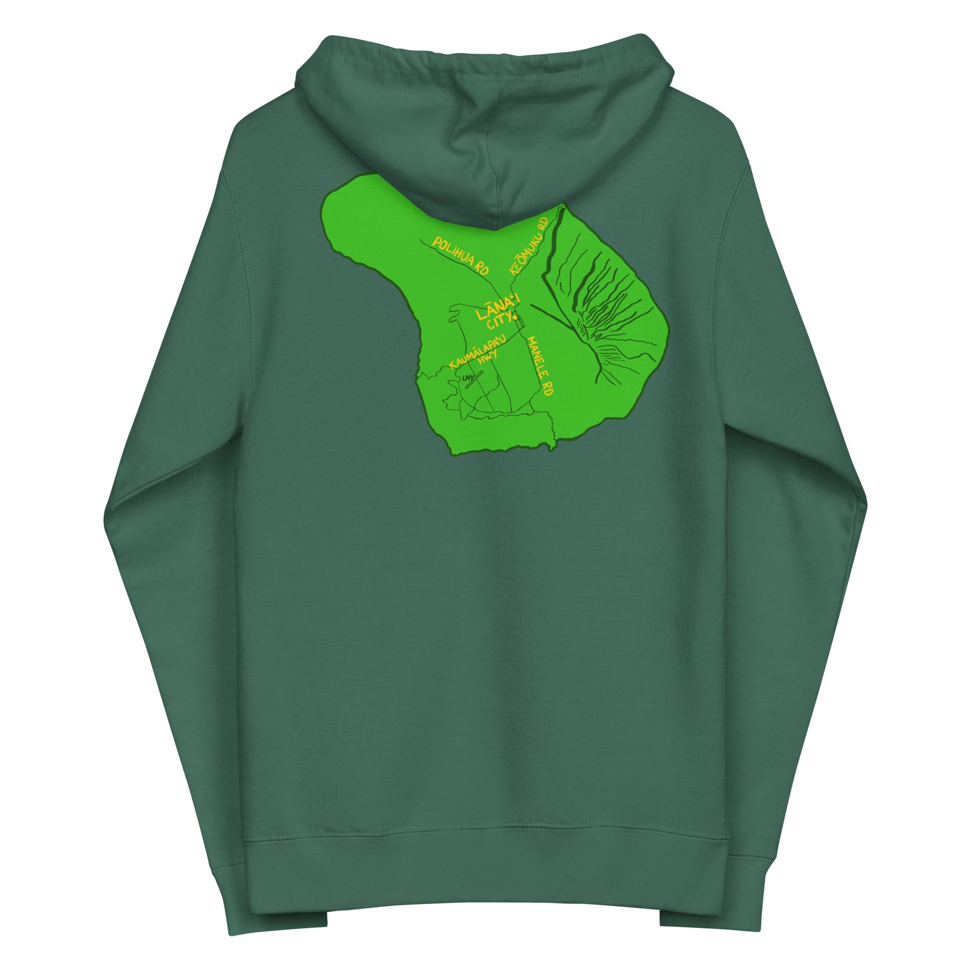 unisex lanai hoodie back design hawaii pilialoha gifts green